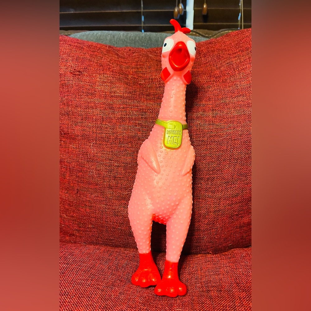 Pink Squeezable Squawking Rubber Chicken